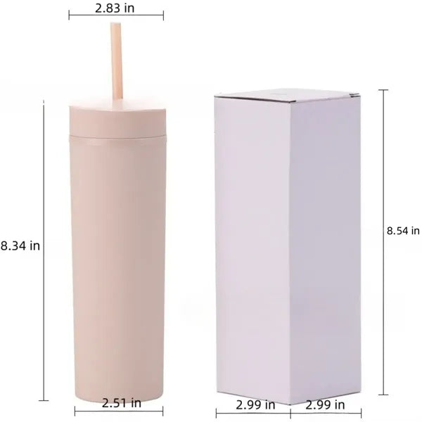 16 Oz. Simple Solid Color Plastic Straw Car Cups