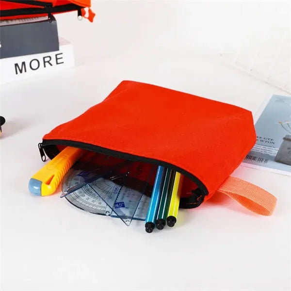 Printed Zipper Canvas Pencil Case Cosmetic Bag