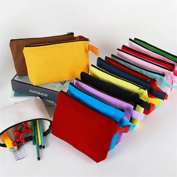 Printed Zipper Canvas Pencil Case Cosmetic Bag