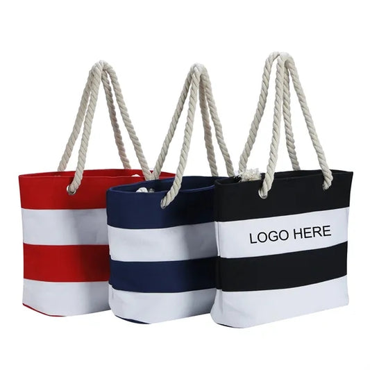 Large Capacity Striped Canvas Tote