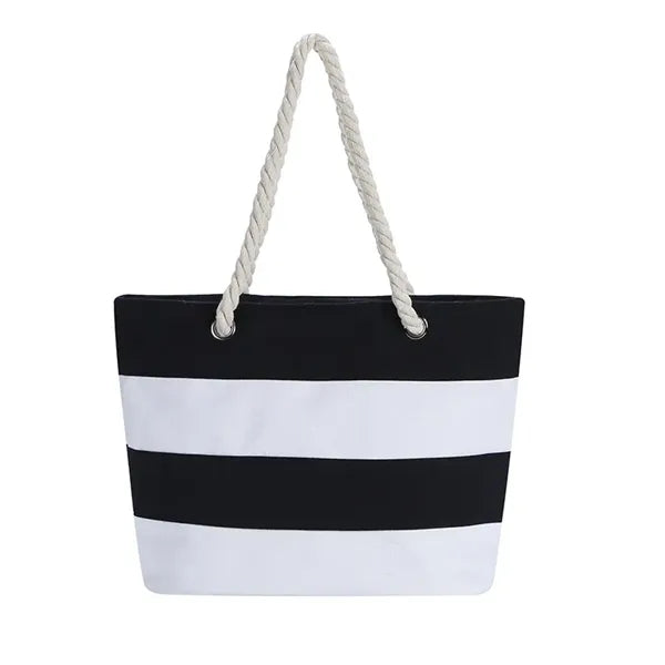 Large Capacity Striped Canvas Tote