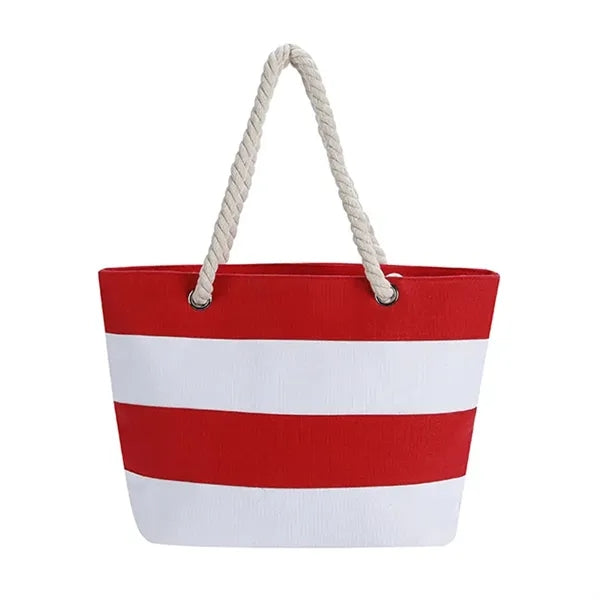 Large Capacity Striped Canvas Tote