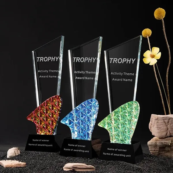Peak Coloured Glaze Crystal Trophy