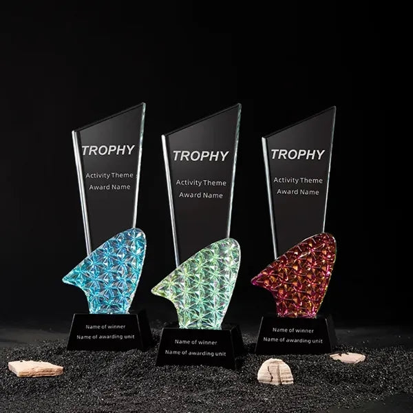 Peak Coloured Glaze Crystal Trophy