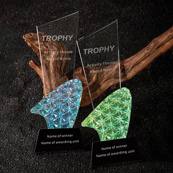 Peak Coloured Glaze Crystal Trophy
