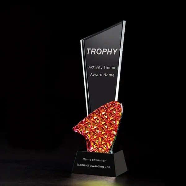 Peak Coloured Glaze Crystal Trophy