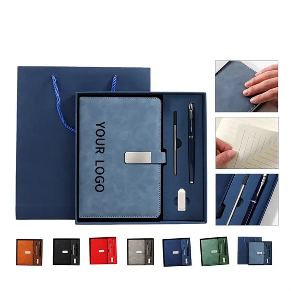 Faux Leather Snap Notebook Gift Set