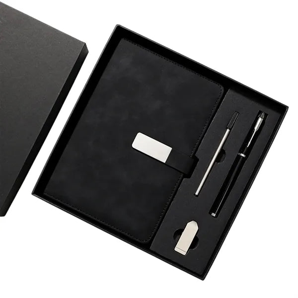 Faux Leather Snap Notebook Gift Set