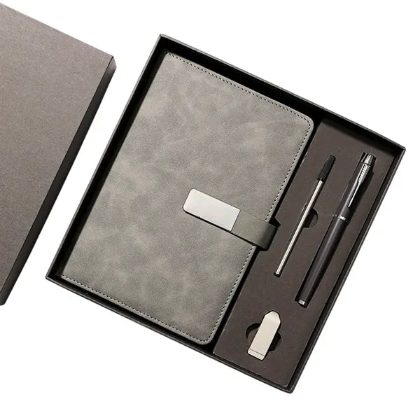 Faux Leather Snap Notebook Gift Set
