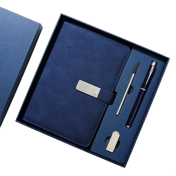 Faux Leather Snap Notebook Gift Set