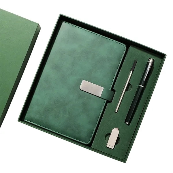 Faux Leather Snap Notebook Gift Set