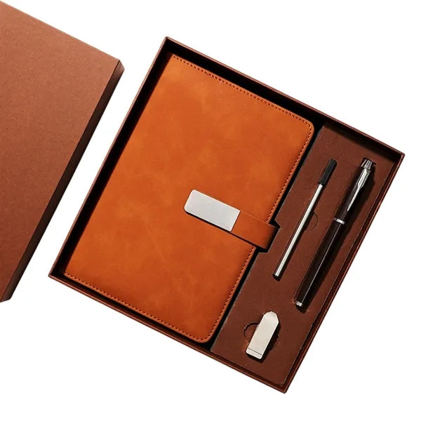 Faux Leather Snap Notebook Gift Set