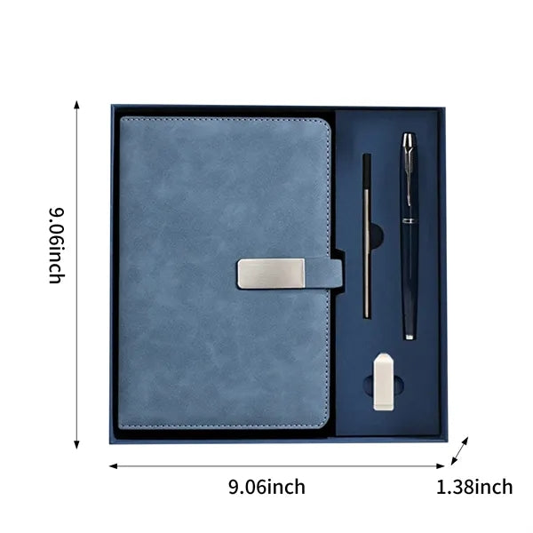 Faux Leather Snap Notebook Gift Set
