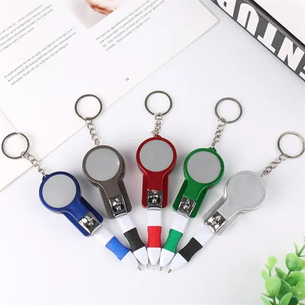 Versatile Nail Clippers Mirror Keychain Black Tool Pens