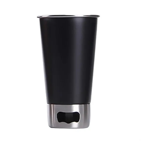 Stainless Steel Beer Cup Holder Featuring a Bottle Opener