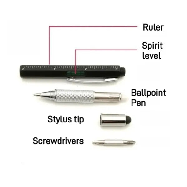 6 in 1 Multifunction Stylus Pen with Built-in Tools