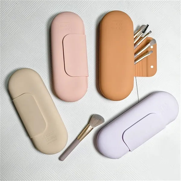 Silicone Makeup Brush Holder Travel Cosmetic Bag