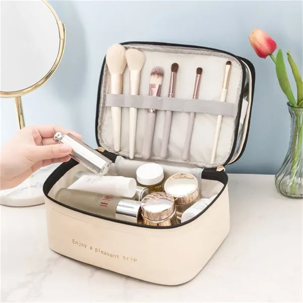 PU Leather Double Layer Large Organizer Bag