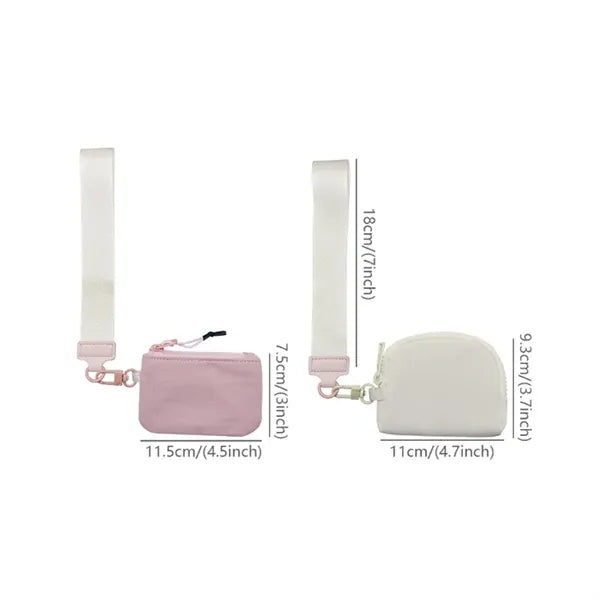 Mini Zip Dual Pouch Keychain Wallet
