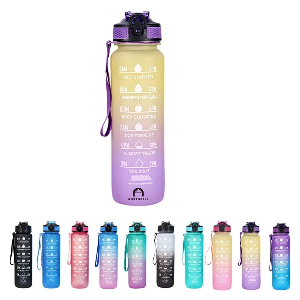 Time-Marked 32oz Sports Water Bottle With Straw
