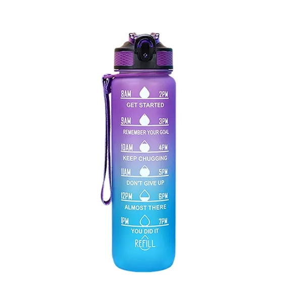 Time-Marked 32oz Sports Water Bottle With Straw