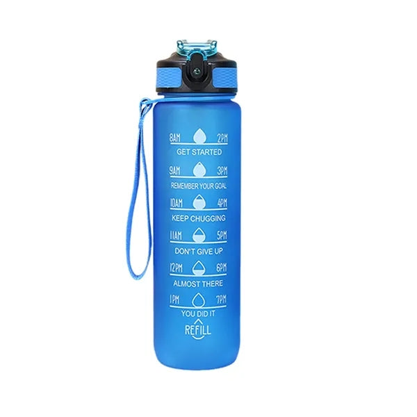 Time-Marked 32oz Sports Water Bottle With Straw