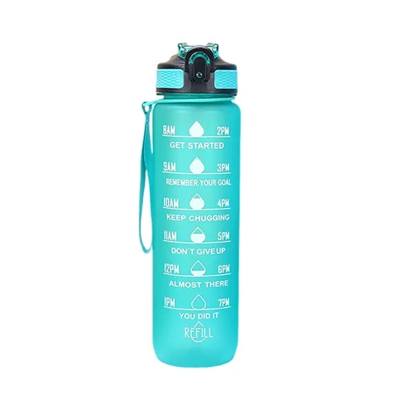 Time-Marked 32oz Sports Water Bottle With Straw