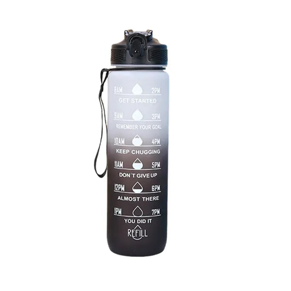 Time-Marked 32oz Sports Water Bottle With Straw