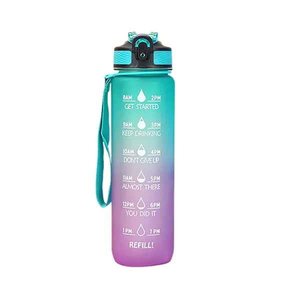 Time-Marked 32oz Sports Water Bottle With Straw