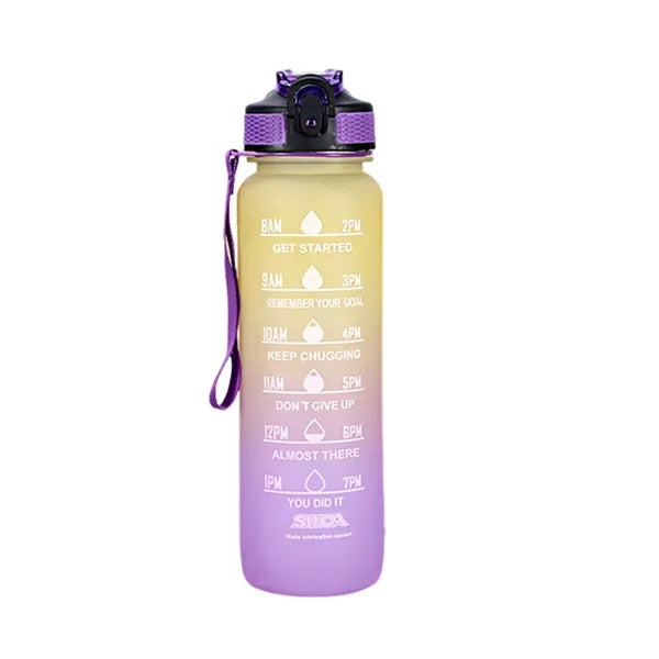 Time-Marked 32oz Sports Water Bottle With Straw