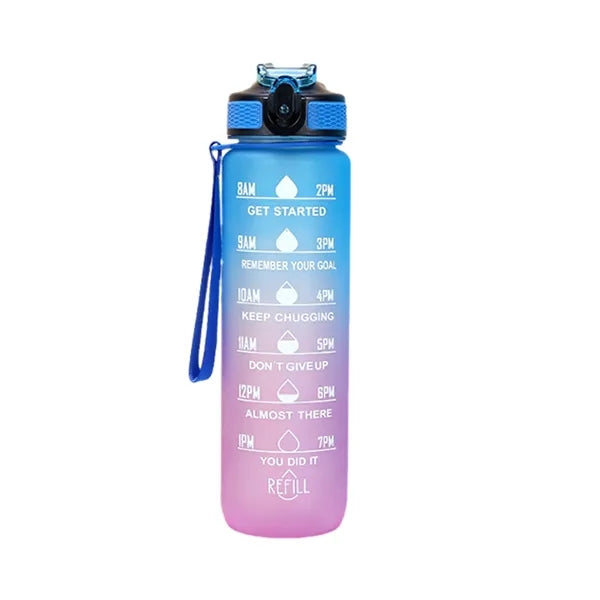 Time-Marked 32oz Sports Water Bottle With Straw