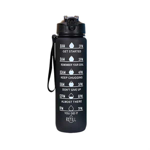 Time-Marked 32oz Sports Water Bottle With Straw