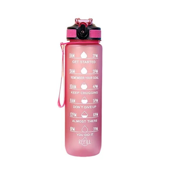 Time-Marked 32oz Sports Water Bottle With Straw