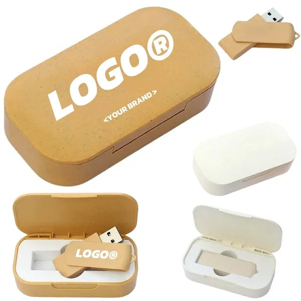 4GB Eco Friendly Wheat Straw USB Flash Drive Box Set