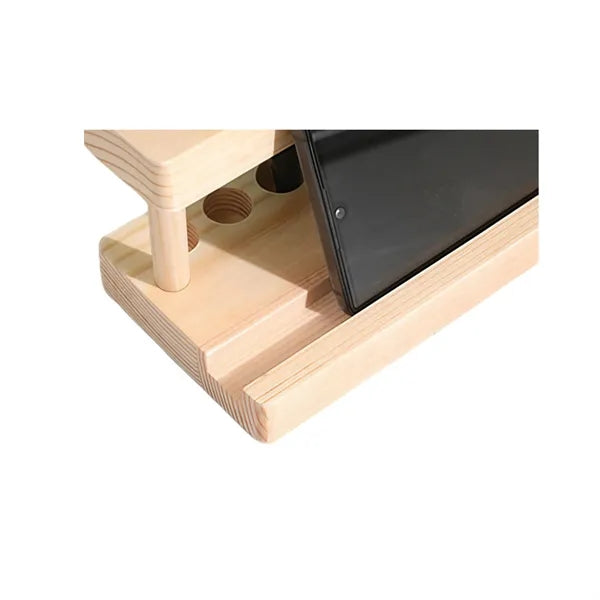 Wooden Desktop Pen Holder With Phone Stand Slot Organizer
