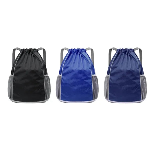 Drawstring Waterproof Sports Backpack With Side Mesh Pockets