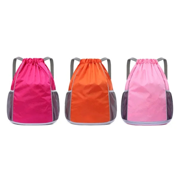 Drawstring Waterproof Sports Backpack With Side Mesh Pockets