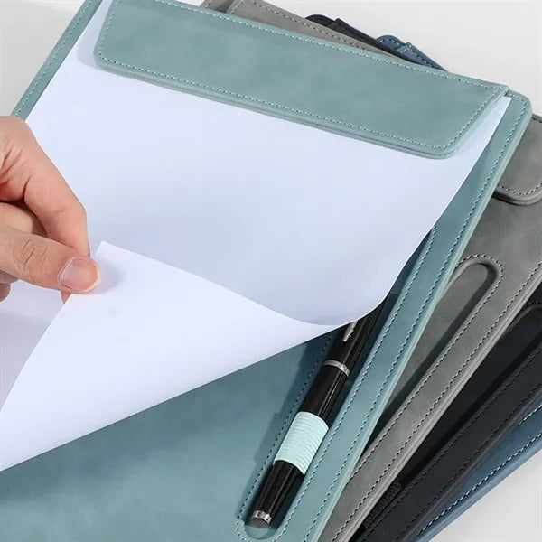 A4 Leather Document Folder With Writing Pad And Pen Holder