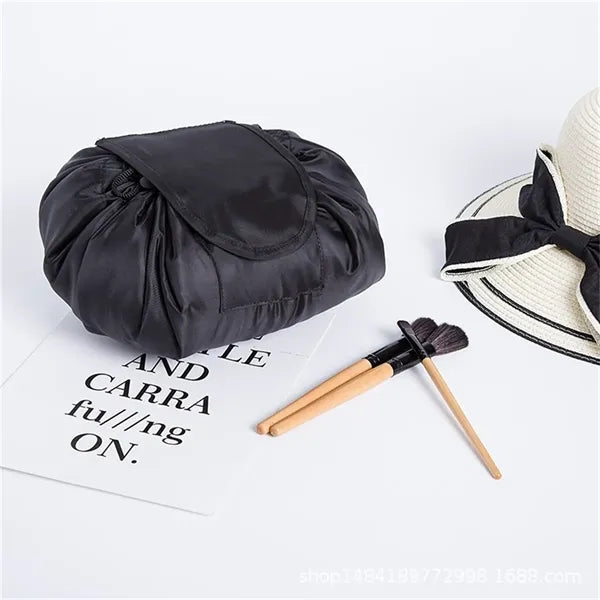 Black Large Drawstring Makeup Bag