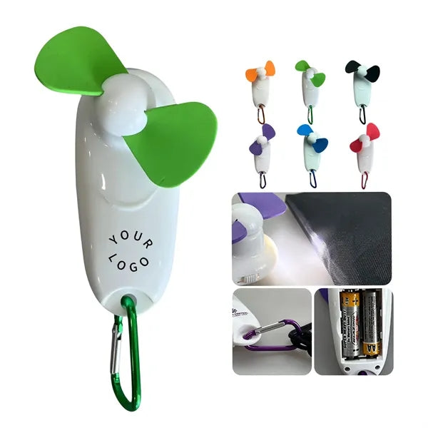Mini Portable Fan with Flashlight and Hook