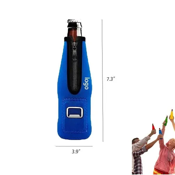 Zippered Beer Bottle Cover With Opener