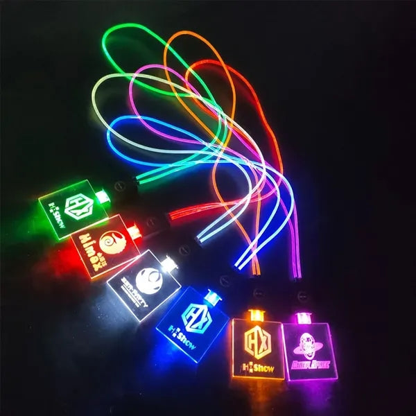 LED Rechargeable Luminous Strap Lanyard With Acrylic Badge