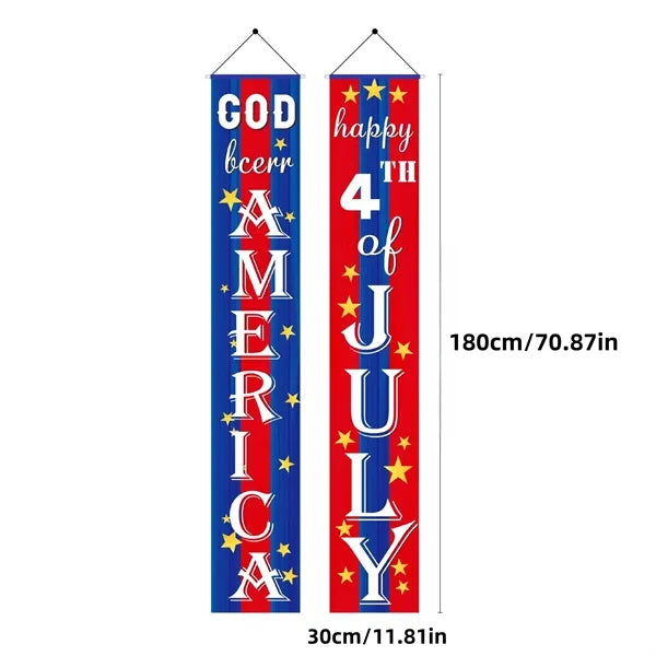 4th of July Porch Banner Set - Patriotic Door Decorations
