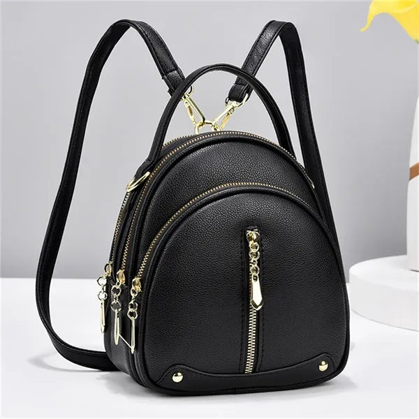 7.9in PU Leather Backpack for Women Daypack