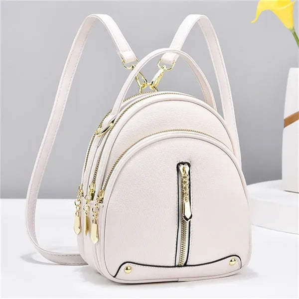 7.9in PU Leather Backpack for Women Daypack