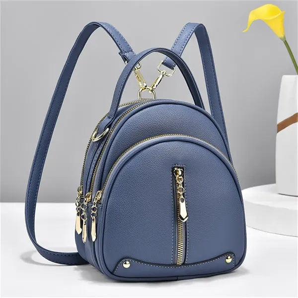 7.9in PU Leather Backpack for Women Daypack