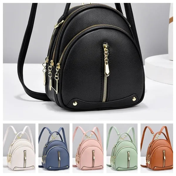 7.9in PU Leather Backpack for Women Daypack