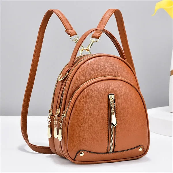 7.9in PU Leather Backpack for Women Daypack