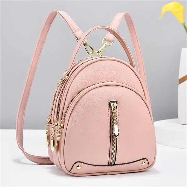 7.9in PU Leather Backpack for Women Daypack