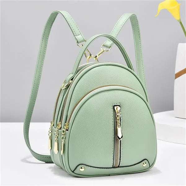 7.9in PU Leather Backpack for Women Daypack